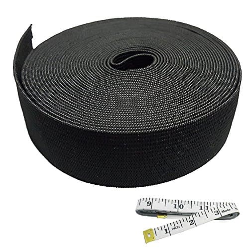 Elastic Spool 1.5 inches Springy Stretch Knitting Elastic Band Spool + Soft Sewing Tape (Black)