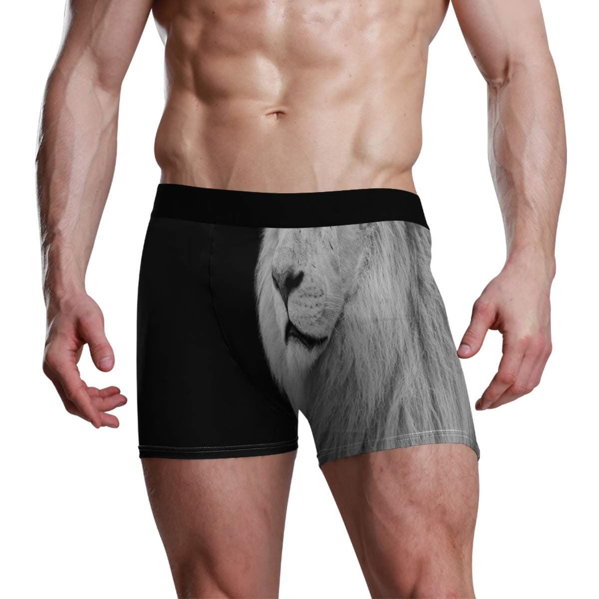 Men Boxer Briefs Polyester Underwear Men 1 Pack Boxer Briefs with Lion King Pattern S