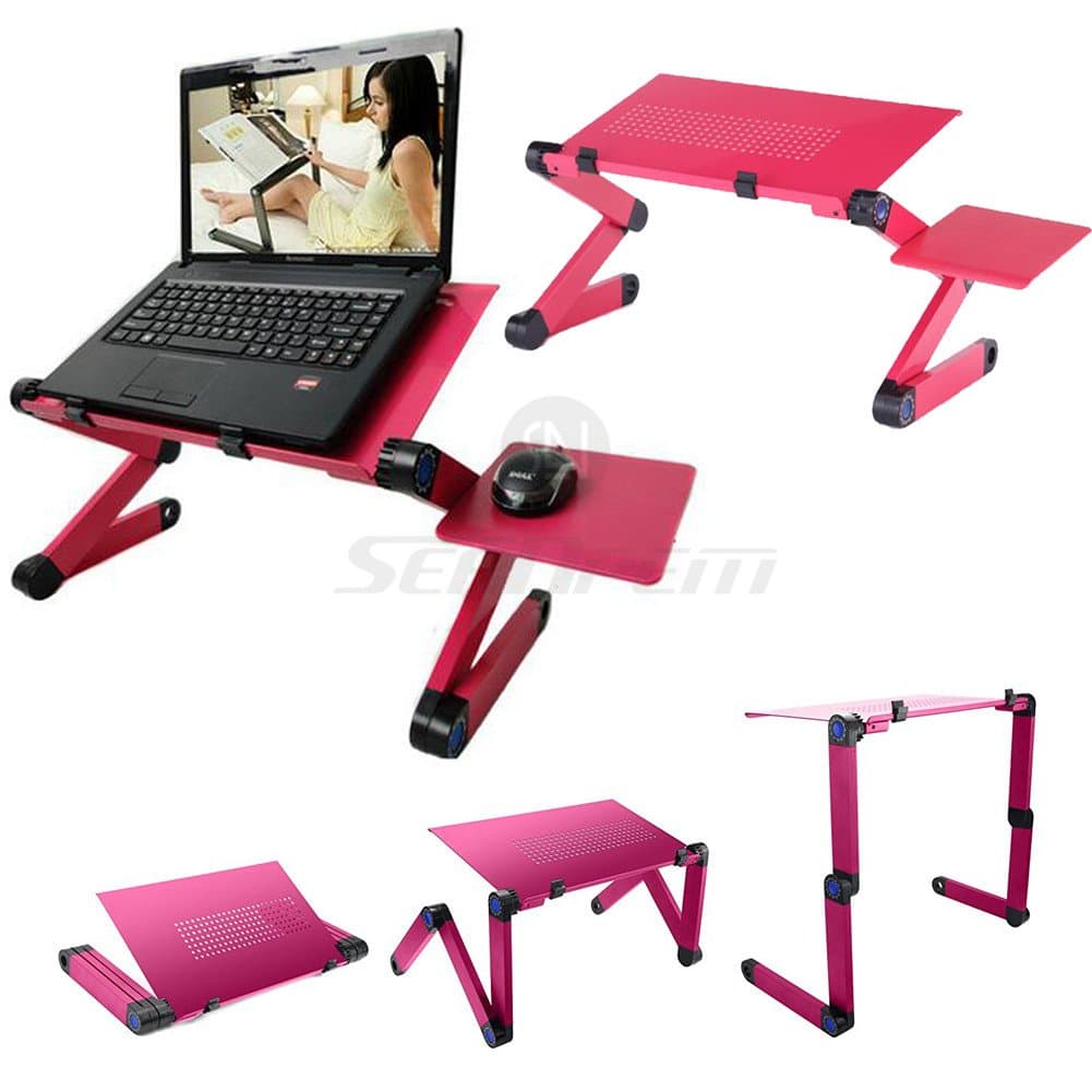 Upgrade Laptop Bed Tray Table w/ Mouse Pad - 48CM, Adjustable Laptop Stand, Portable Standing Desk, With Foldable Legs, Foldable Sofa Breakfast Table, Notebook Stand Reading Holder For Couch Floor Kids - Price Xes (ROSE)