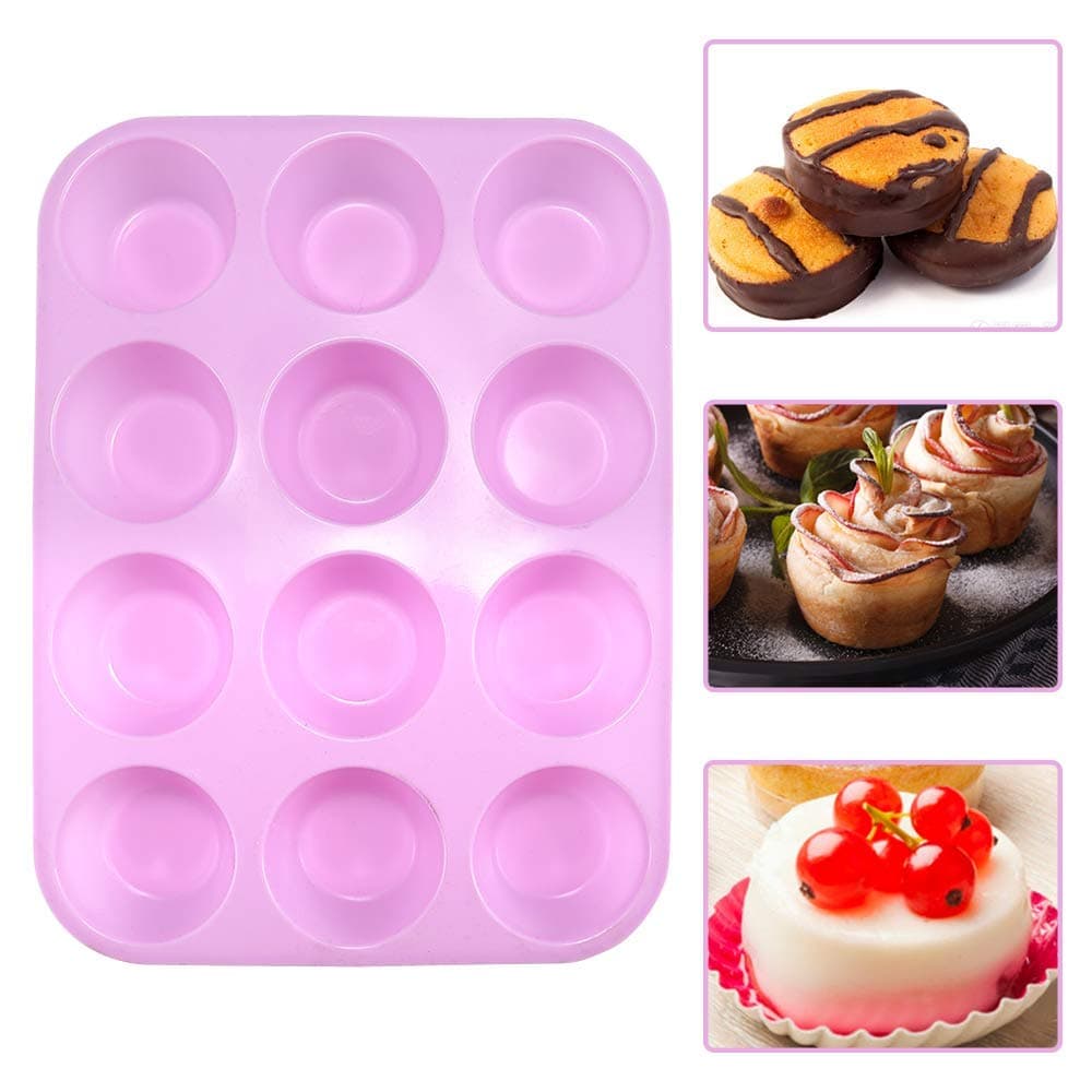 DIFENLUN Silicone Muffin Pan, 2 Pack Regular 12 Cups Muffin Tin Cupcake Pans for Muffins and Cupcakes, Nonstick BPA Free Food Grade Silicone Baking Mold