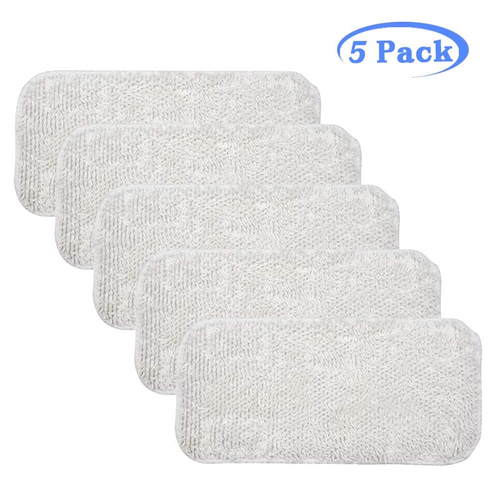 Hycles Replacement Sienna Luna Cloth Pads Microfiber Mop Pads for Steamer Head SSM-3006 Washable Cleaning Pads for Floor 5 White Pack
