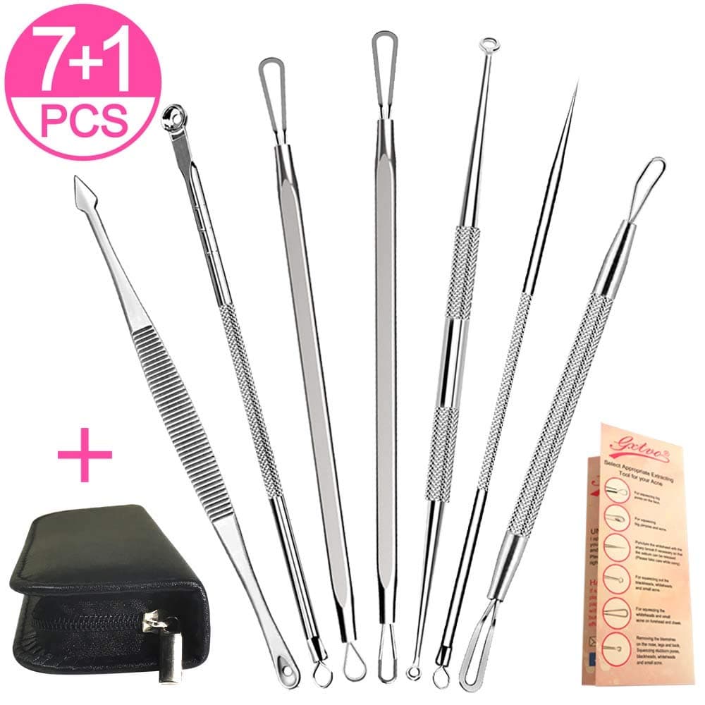 7PCS Pimple Popper Tool, Blackhead Remover Comedone Extractor Kit
