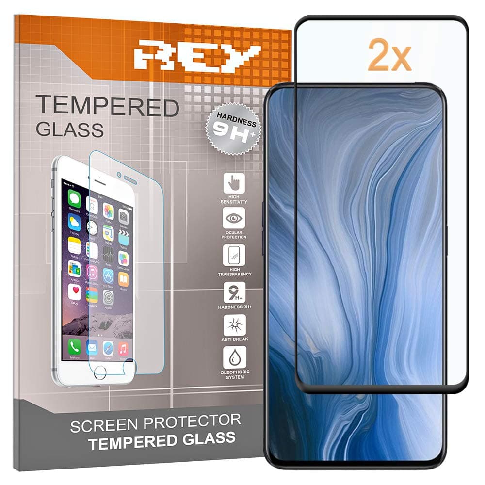 3D Screen Protector for Oppo Reno, in Black Color, Tempered Glass Film, 3D / 4D / 5D, Complete Protection, [Pack 2X]