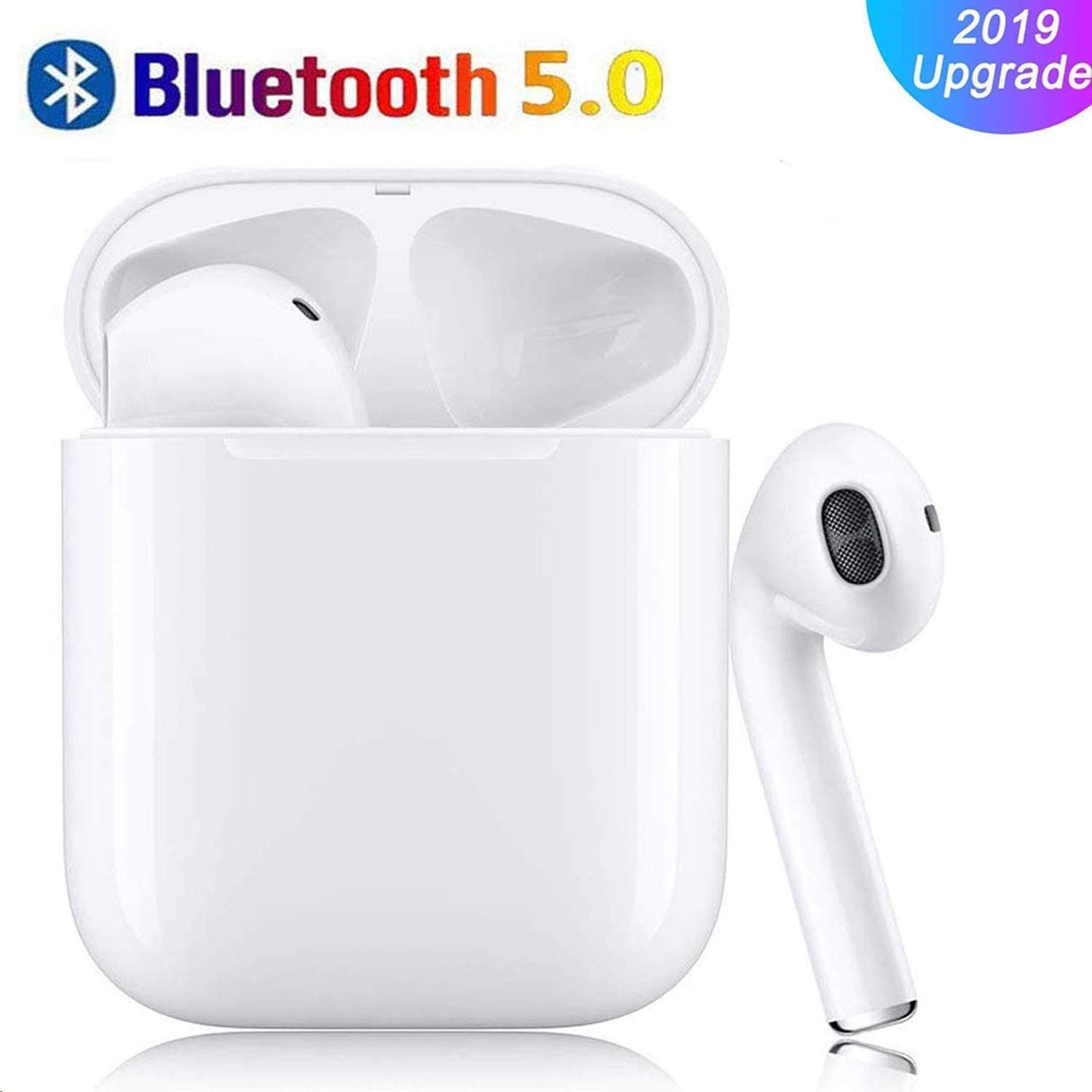 Bluetooth 5.0 Wireless Earbuds with【24Hrs Charging Case】 Waterproof TWS Stereo Headphones in-Ear Built-in Mic Headset Premium Sound with Deep Bass for Sport Earphones Apple Airpods Headphones