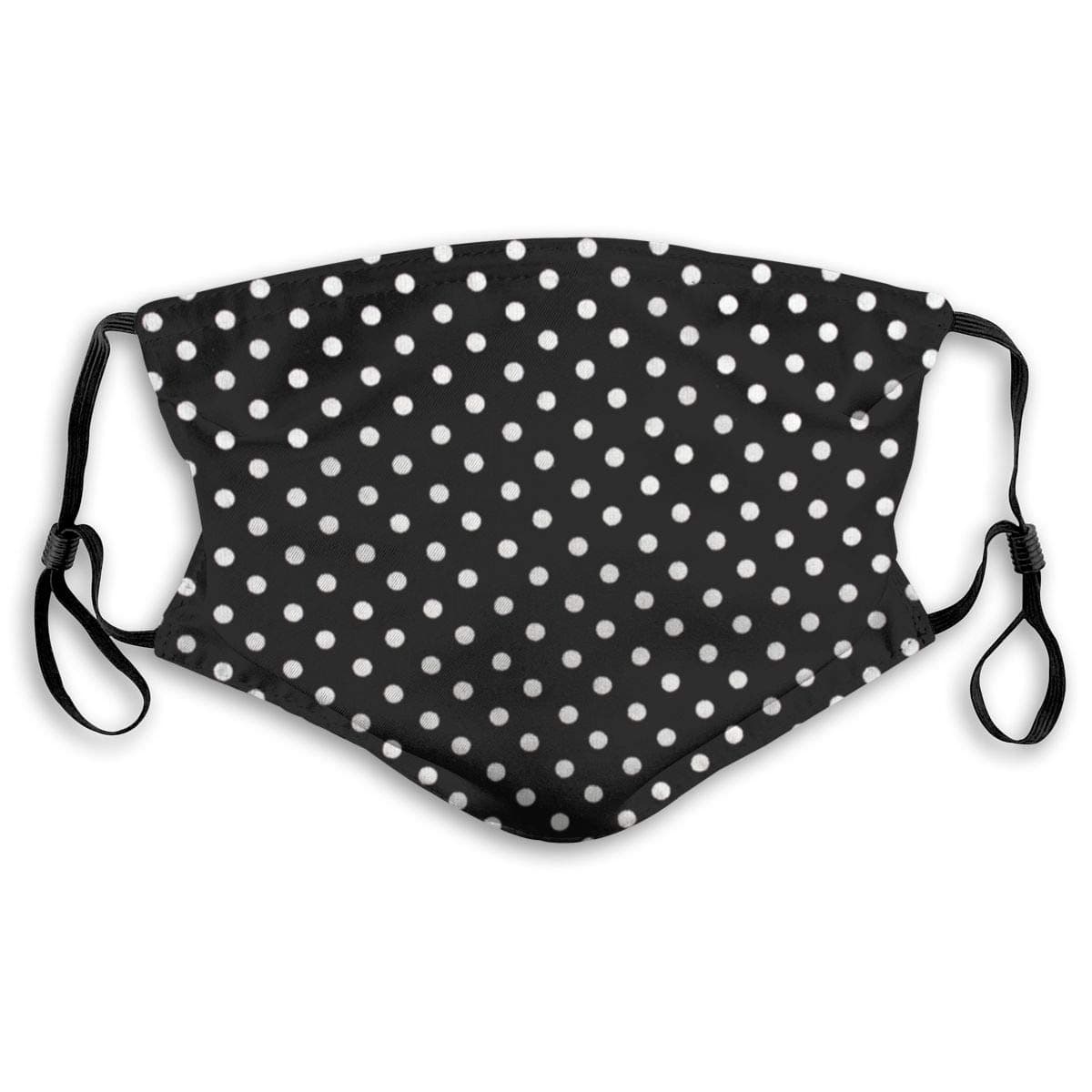 White-Black-Polka-Dot Reusable Face Nose Mouth Cover with Adjustable Earloops Dust Mouth Mask for Kids Women Men