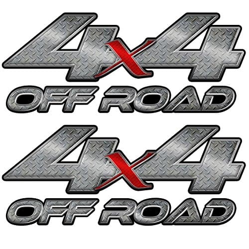 4x4 "Diamond Plate OFF ROAD" 2 Pack Decal #FE406 - vinyl Chevy Silverado GMC Sierra Ford truck sticker