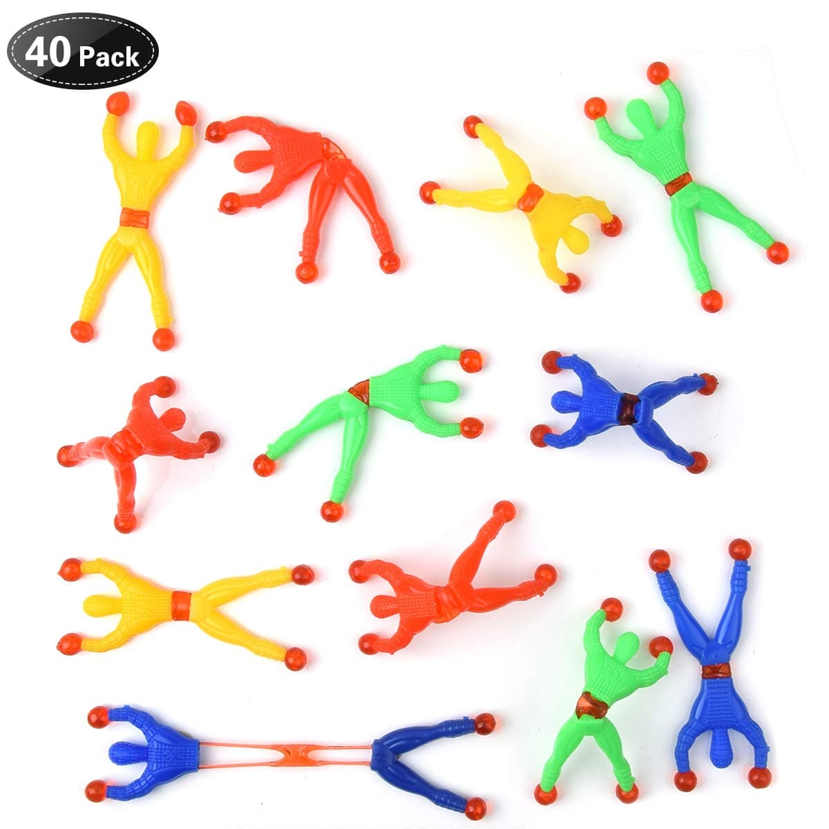 Hotgod 40 Pcs Window Crawler Men, Multicolored Sticky Action Figure Rolling Men Wall Climbers Toys for Party Favor (Random Color)