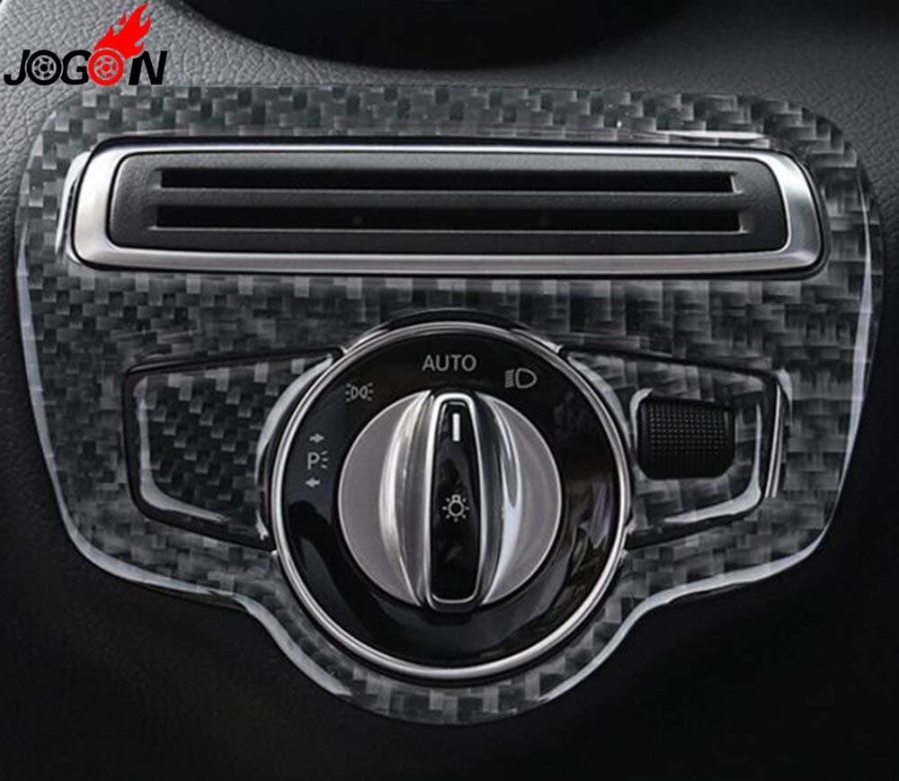 For Benz W205 X253 C Glc Class C180 C200 C250 C300 Glc200 Glc300 Car Interior Head Fog Light Switch Cover Trim Carbon Fiber 3Pcs