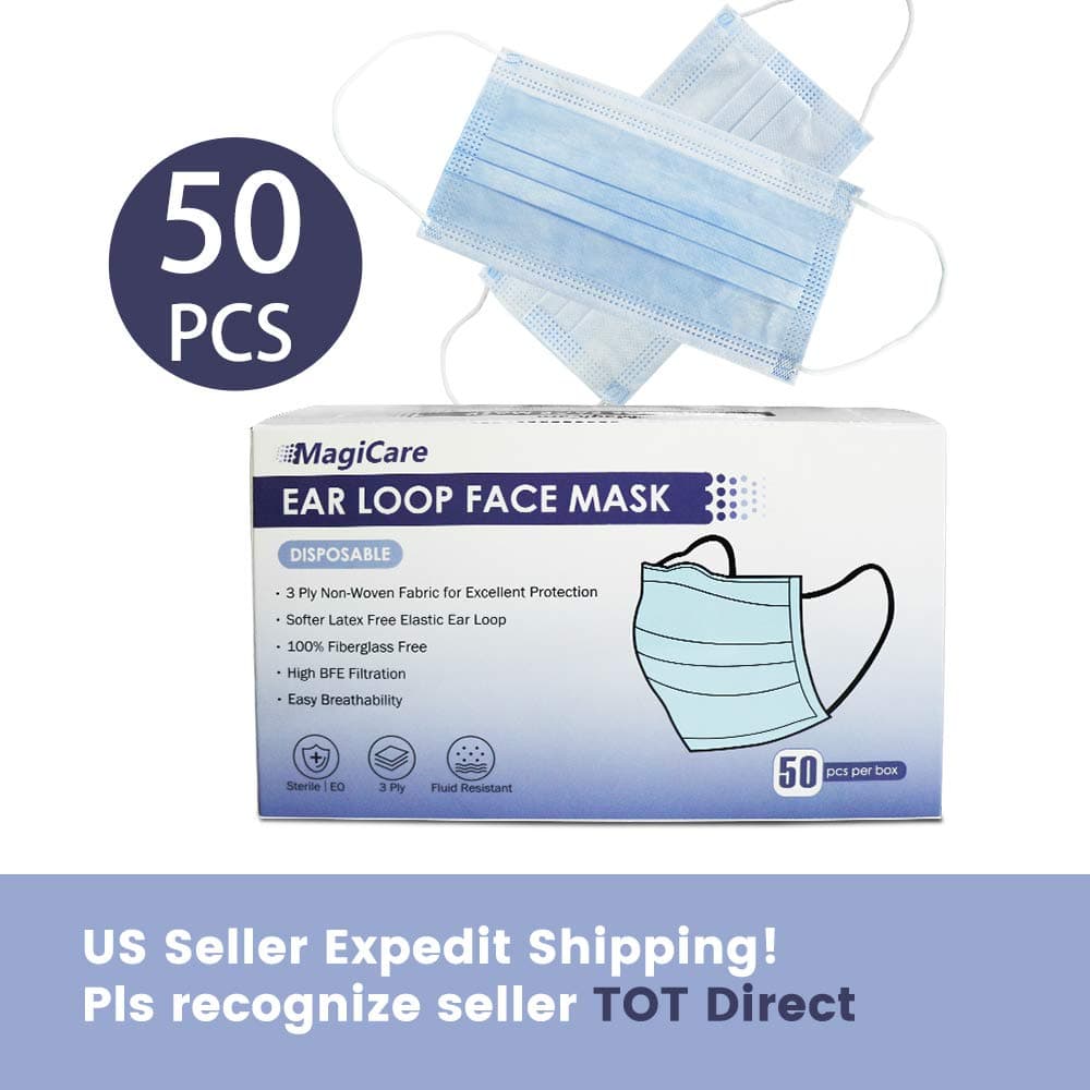 Magicare 3Ply Disposable Earloop Face Shields Face Cover (50 PCS)