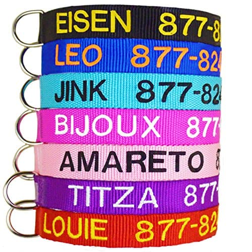 Embroidered Pet Collars - Personalized Collars For Dogs and Cats, Adjustable Sizes and Colors, Premium Nylon (Medium, Pink Hot)