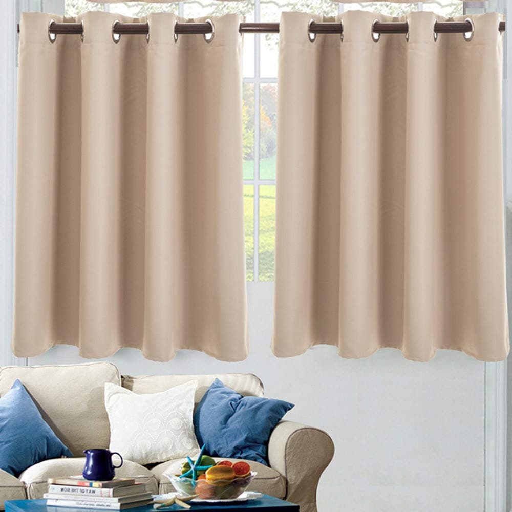 Gaddrt® 2 Panel Window Curtain Insulated Foam Lined Heavy Thick Blackout Grommet Window Curtain Panels (Beige)