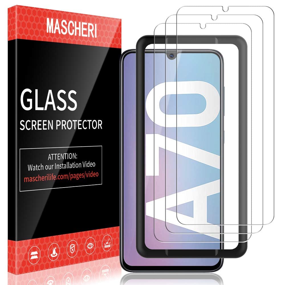MASCHERI 3 Pack Screen Protector for Samsung Galaxy A70 Tempered Glass Alignment Frame Easy Installation Screen Protective for Samsung Galaxy A70 Film