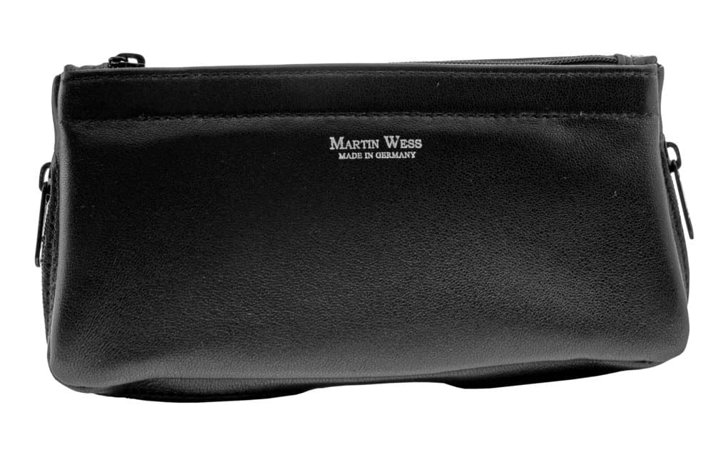 Martin Wess Germany Classic Black Metis Lamb Leather 2 Pipe Combo Pouch Tobacco Case