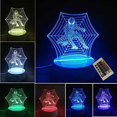 Spiderman 3D Deco LED Lamp Night Light 7 Different Color is Adjustable Toy Gifts