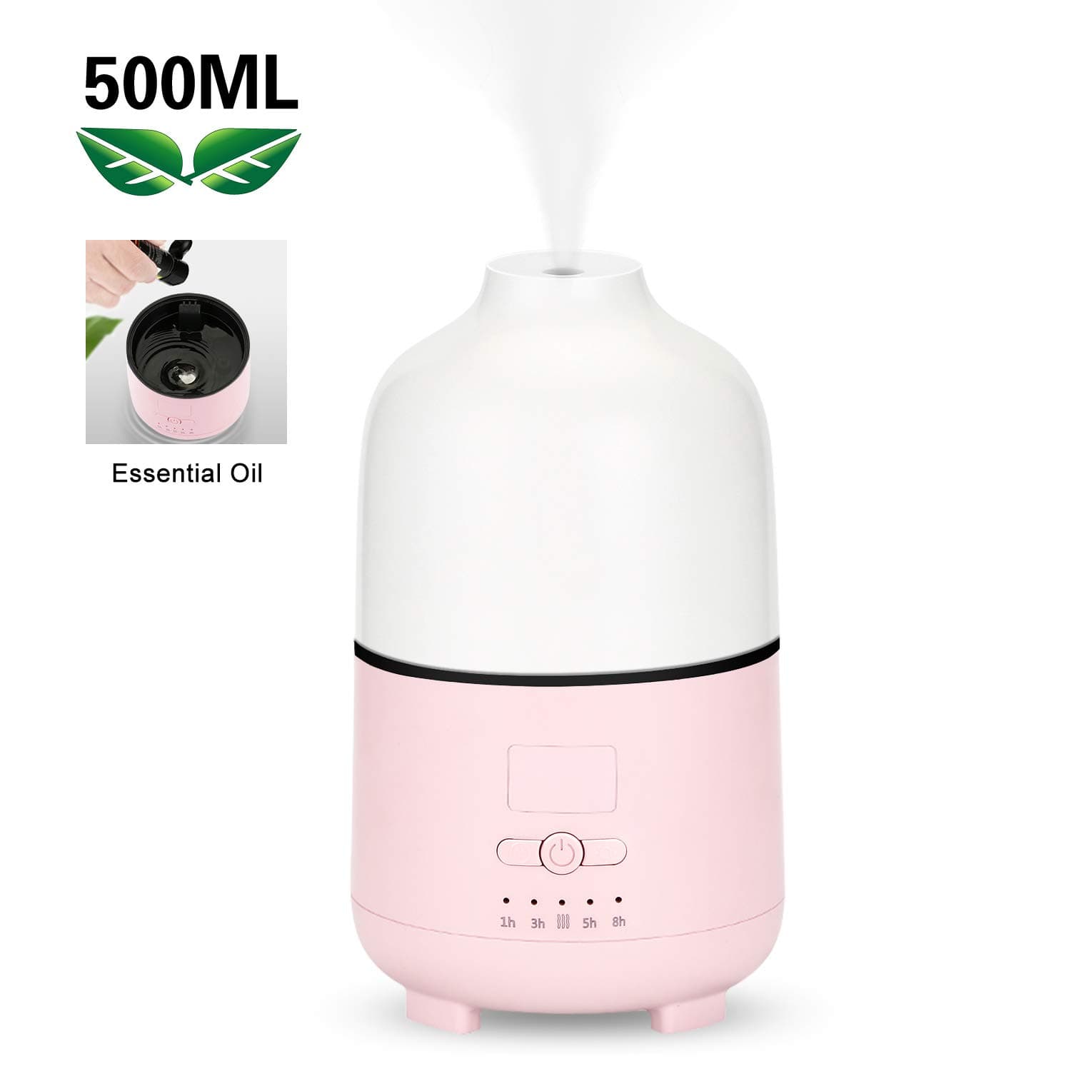 Aroma Diffuser Essential Oil Diffuser 500ML Ultrasonic Diffuser Cool Mist Humidifier with Auto Shut-off Function, One Fill for 16hrs Consistent Scent & Aromatherapy, BPA-free (Pink)…