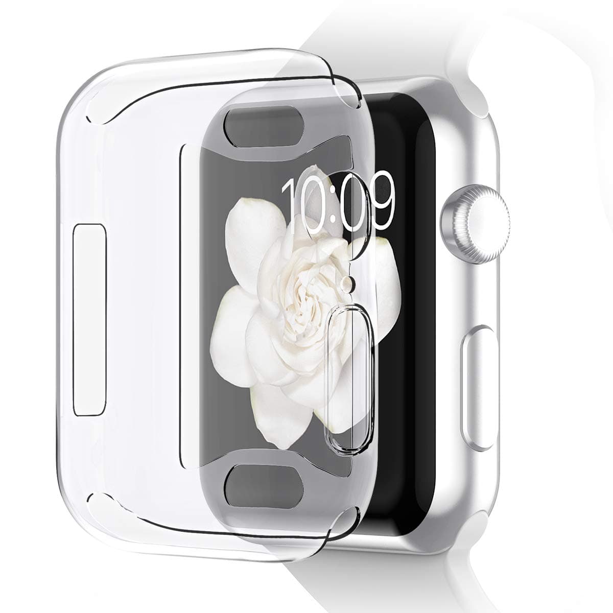 Pobon Compatible with Series 4 & Series 5 Apple Watch Case 44mm, Built-in Screen Protector [3D Touch] All-Around Protective Ultra Clear Soft TPU Case Fit for Apple Watch 4 & 5 44mm (Clear)