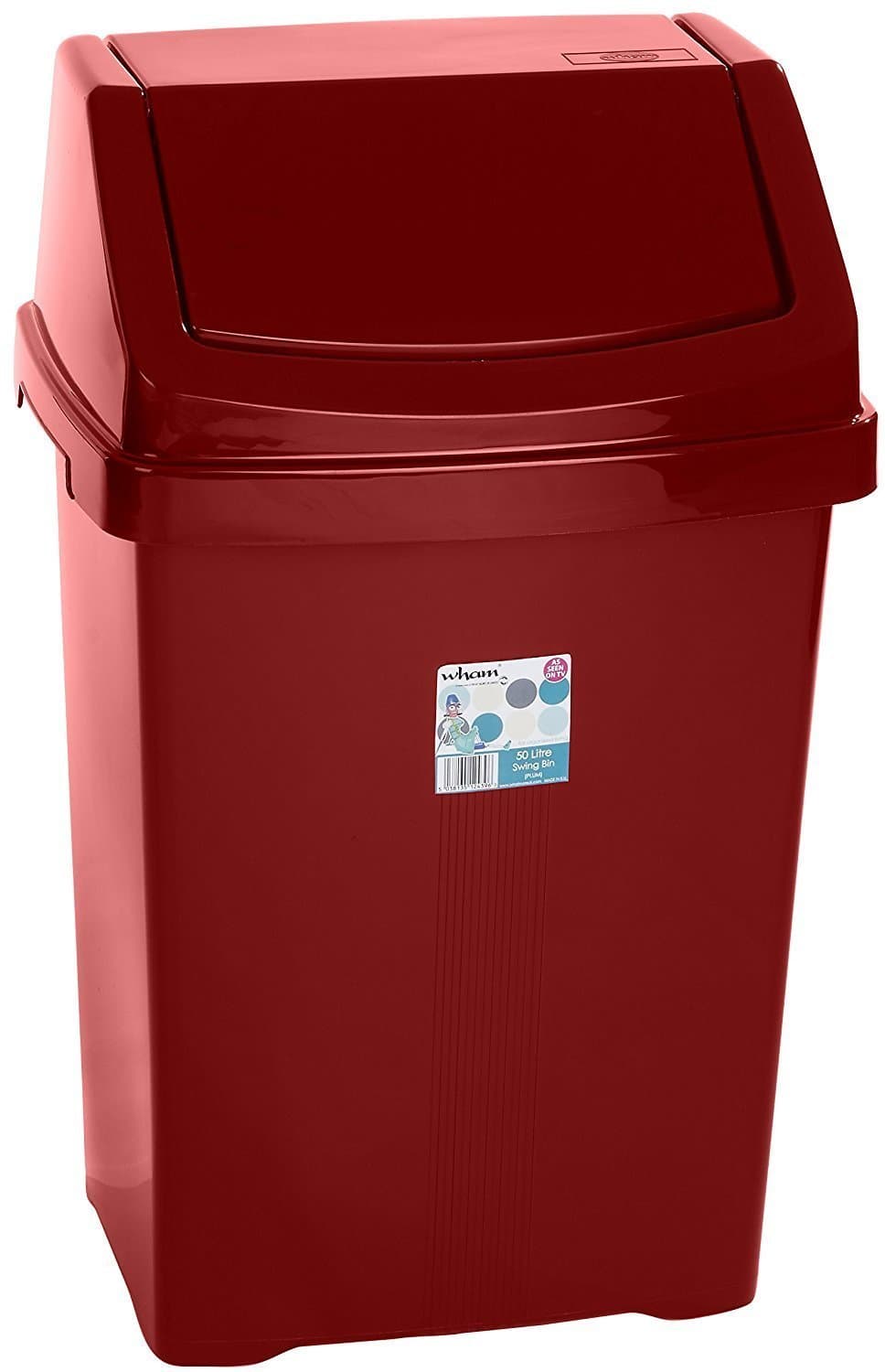 Ruby Deals 8L/15L/25L/50L Plastic Swing Bin Dustbin Large Lid Bin Home Office (8L, Red Chilli)