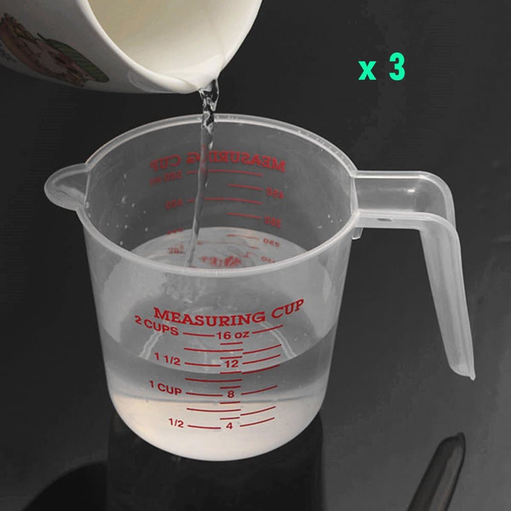 3 OF PACK 500ML Clear Plastic Measuring Cup