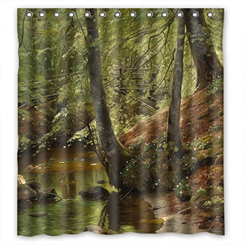 NASAZONE Width X Height / 72 X 72 Inches / W H 180 By 180 Cm Polyester Beautiful Scenery Landscape Painting Bath Curtains Fabric Is Fit For Girls Lover Couples Artwork Lover. Durable