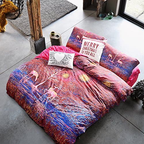 UFO Home 300 Thread Count 100% Brushed Cotton Percale Digital Printing Fairy Christmas Deer 4pc Duvet Cover Sets Full/Queen Size