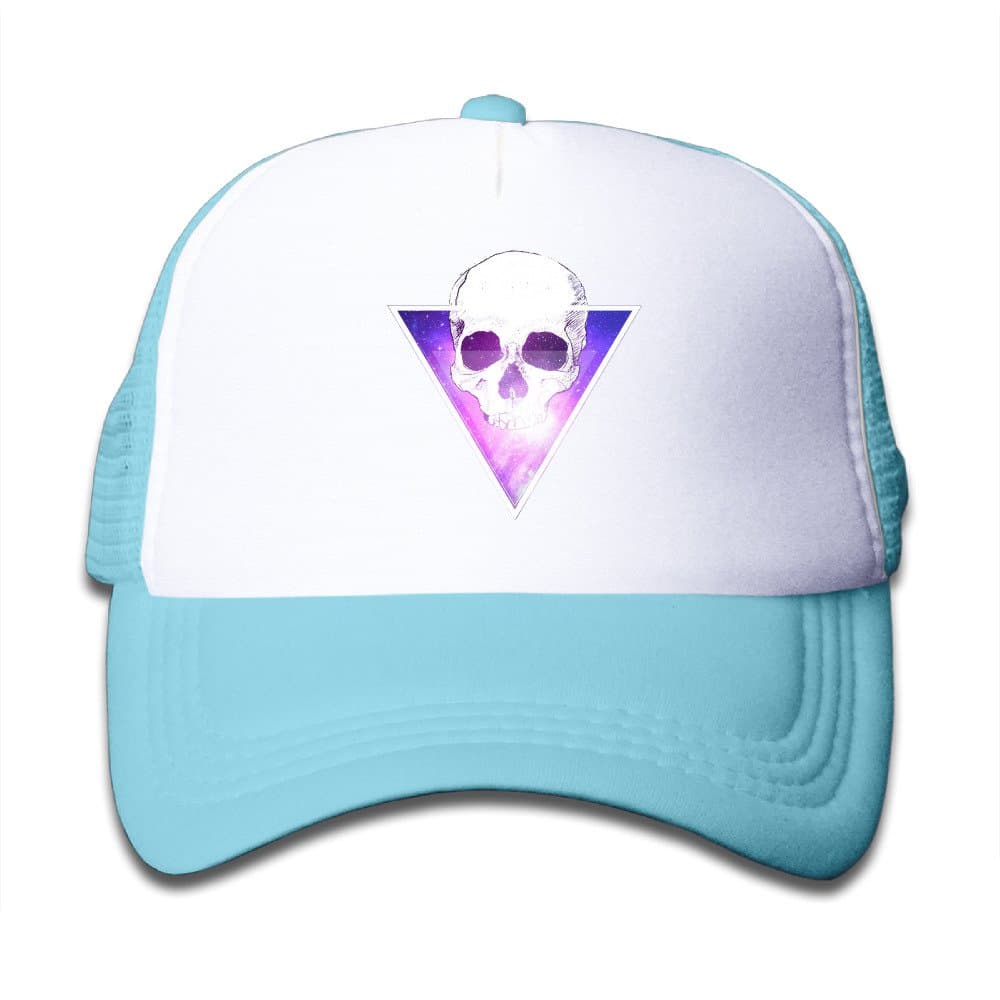 Kids Triangle Space Skull Galaxy Trucker Mesh Baseball Cap Hat Trucker Hats SkyBlue