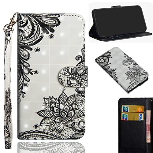For Honor Play/COR-AL00 Case, Luxury Flip Slim Fit Premium PU Leather Case, Stand Wallet Card Case Cover - Diagonal black flower