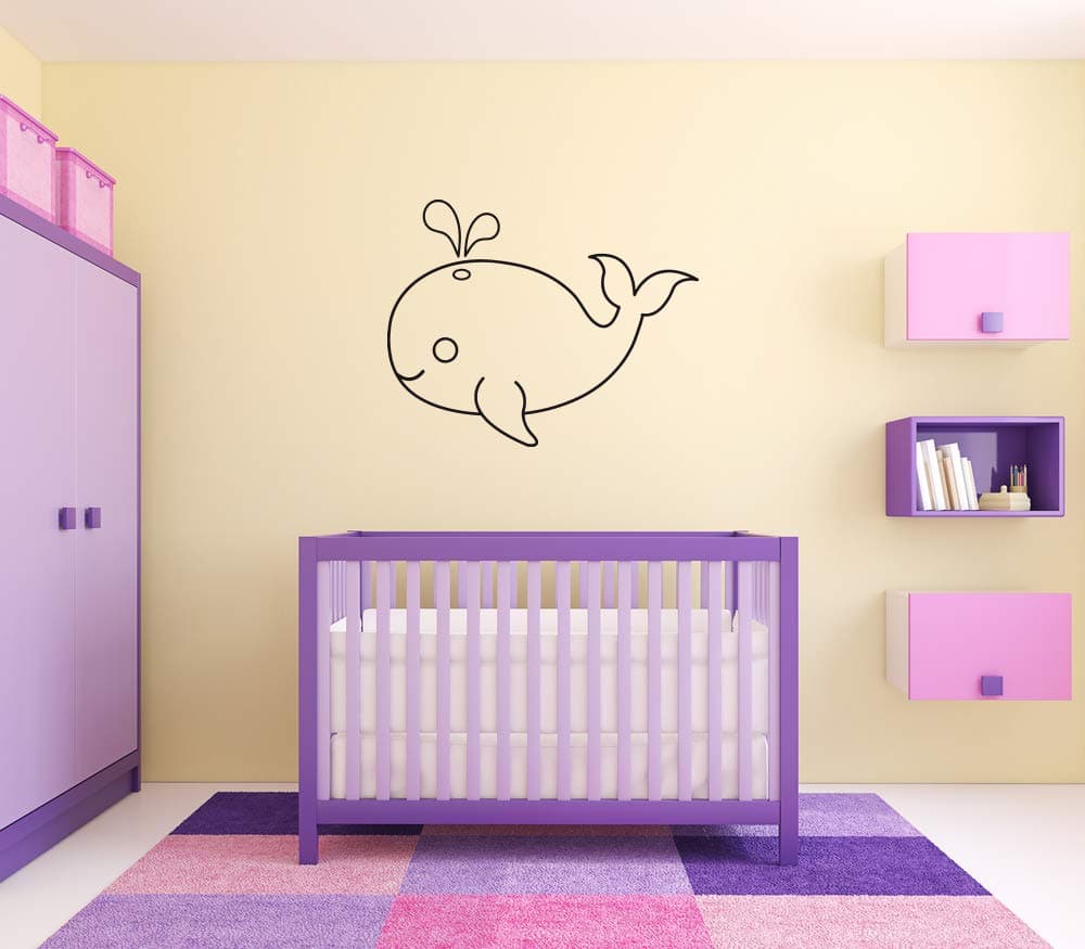 Vinyl Sticker Whale Under Water Sea Creature Ocean Fish Deep Cartoon Kids Room Nursery Mural Decal Wall Art Decor EH309