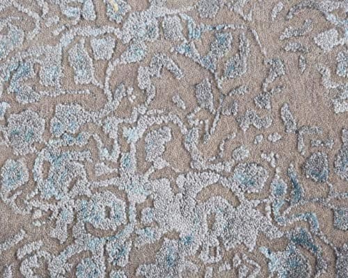 Abdul - hand tufted: Persian Carpet, Hand Tufted Wool and Bamboo Silk, Light Grey with Blue (170cm x 240cm / 5' 6.9'' x 7' 10.4'')