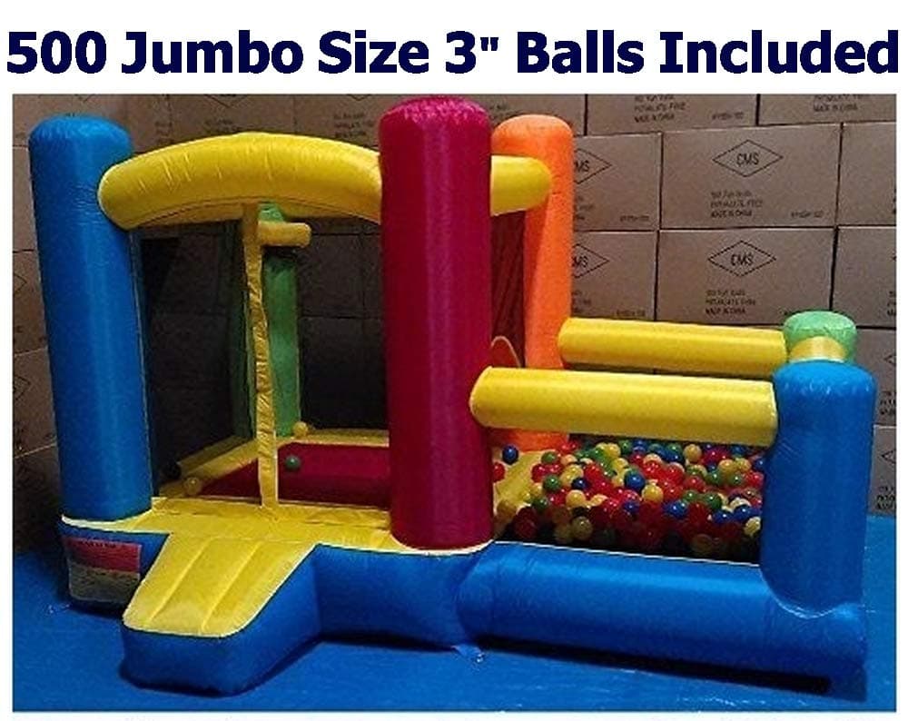Little Castle Bounce House w/ Attached Ball Pit & Step (500 Jumbo 3" Balls Included) - Best for Kids Age 1~6, Perfectly Sized for Indoor or Outdoor Use (AZ-600 w/ Ball-Pit, with 500 Balls)