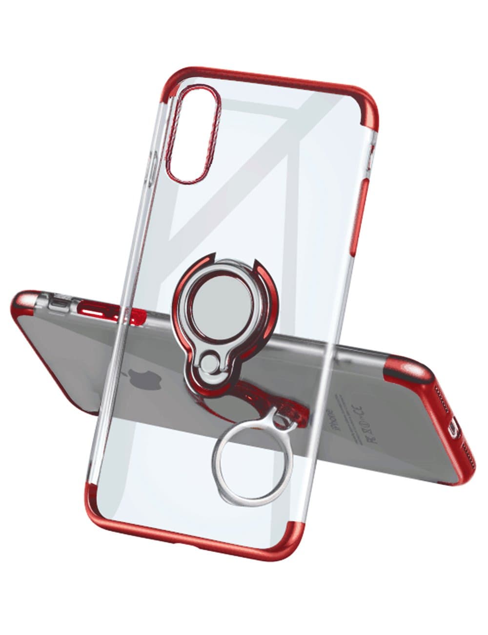Yoopake iPhone Xs Max Case Clear Slim Fit Ultra Thin Cover with Grip Ring Holder Stand (360° Rotatable) and Magnetic Back for Car Mount, Protective Phone Case for iPhone Xs Max (Newly Released) - Red