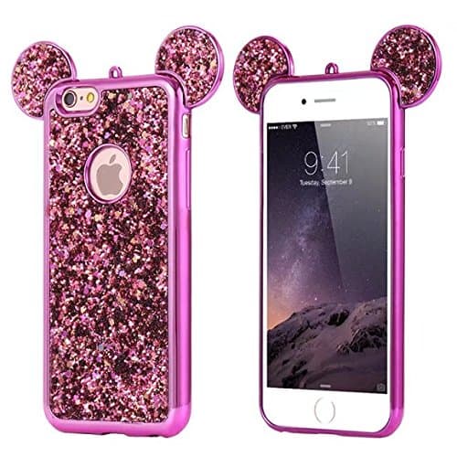 Max BLV Galaxy S8 Plus Phone Case,Cartoon Cute Mouse Ears Luxury Bling Glitter Shiny Sparkle Diamond Soft TPU Phone Case Cover for Samsung Galaxy S8 Plus,Rose