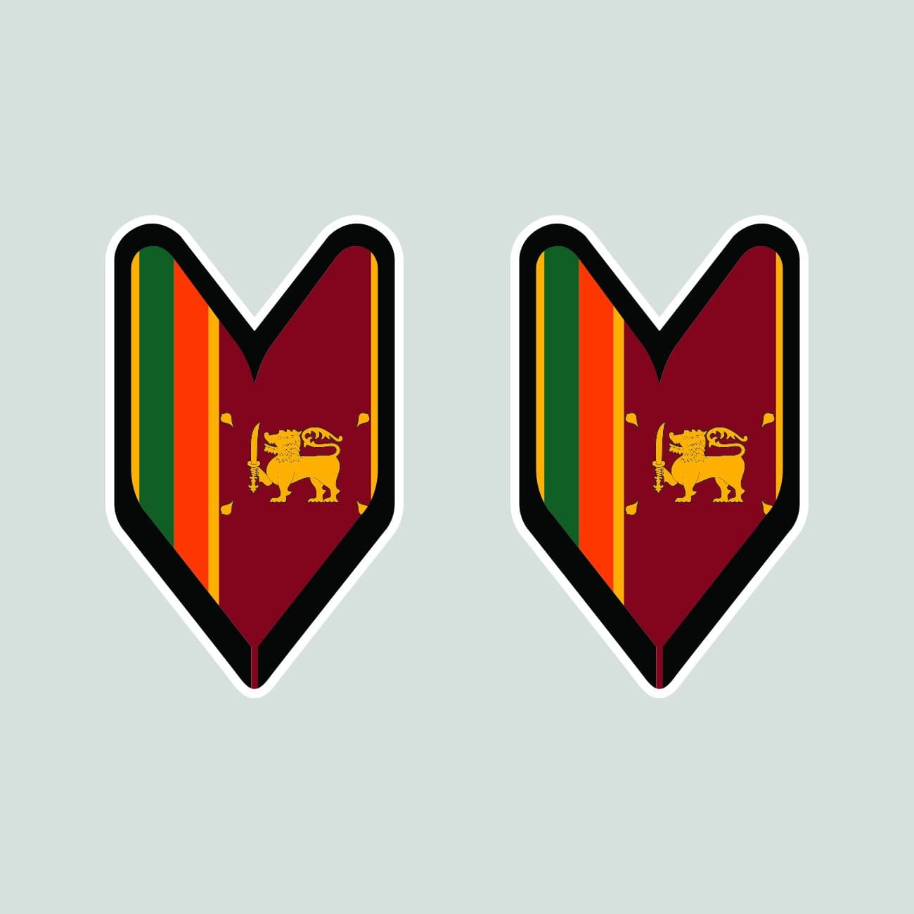 Two Pack Sri Lankan Driver Badge Sticker FA Graphix Decal wakaba Leaf soshinoya Sri Lanka LKA LK