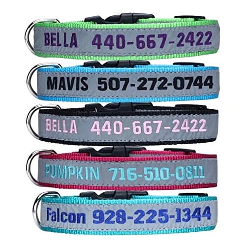 Personalized Dog ID Collar,Custom Embroidered with Pet Name &amp; Phone Number Reflective Safety Dog Leash Collar for Small, Medium and Large Dog