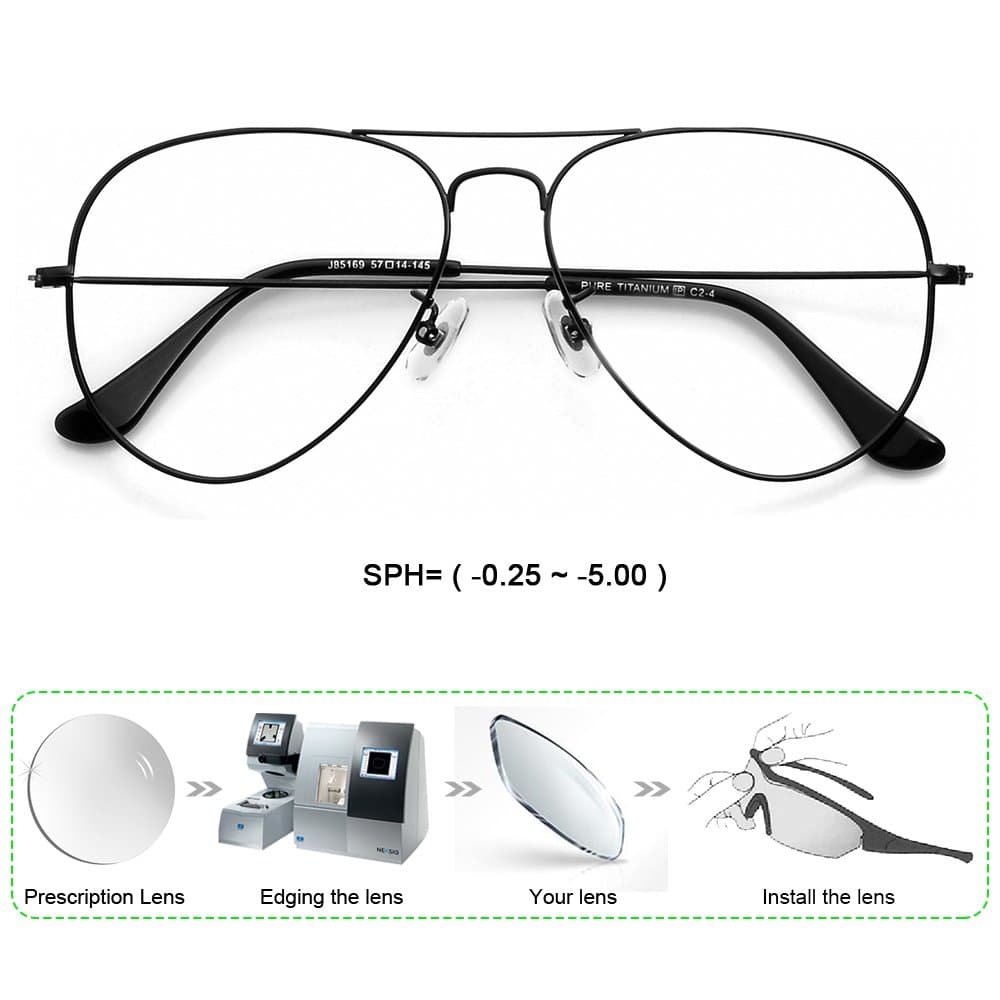 Prescription Glasses Women Men Customize Myopia Astigmatism Pilot Frame PC Lenses -0.25-12.00 (Customize)