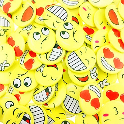 Wankko 72PCS Mini Smiley Smile Face Button Pins，1.2 Inch Size