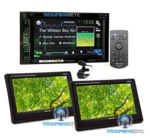 pkg (2) Soundstream VHR 65T 6.5" LCD Touchscreen Headrest Monitors + Pioneer AVH-X3700BHS 2-DIN In-Dash 6.2" Touchscreen LCD Display DVD/CD Stereo Receiver with Bluetooth and HD Radio