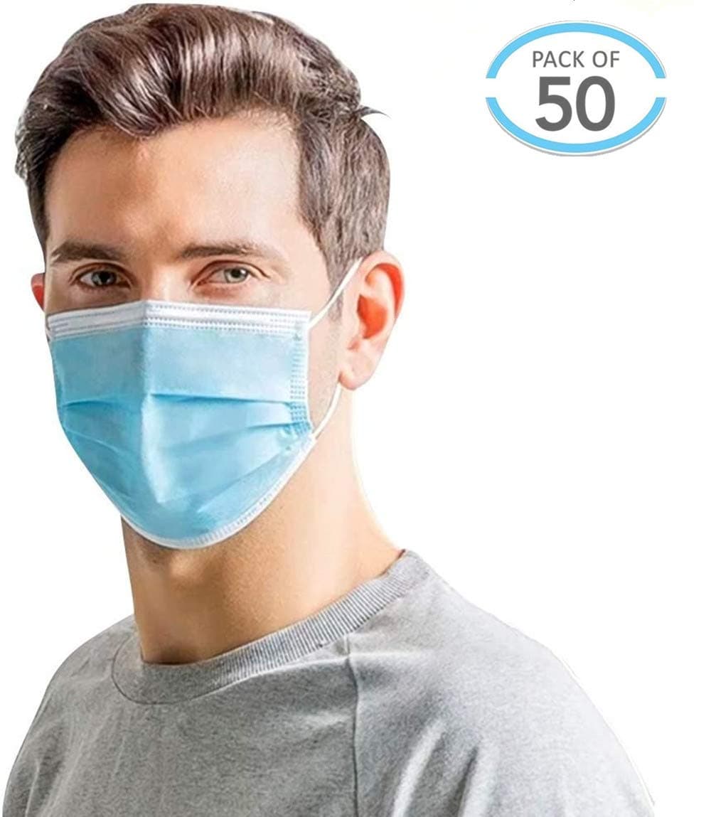 50pcs Disposable Fcae Másks Cover, Thick 3-Ply Comfortable Earloop Face Mouth M a s k for Dust Protection, Breathable Anti Dust Safety Másk Cover for Gérms Coroná Virùs Coronávirus Flù