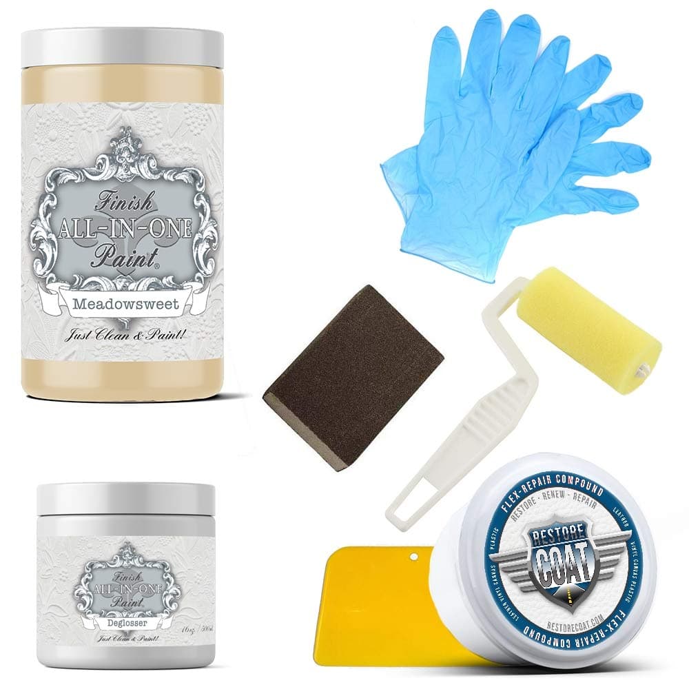Finish-All-in-One Paint Bond-N-Flex Vinyl & Leather Repair, 8oz Kit Meadowsweet (grayed Yellow)