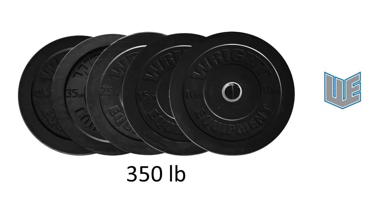 Wright Equipment 350lb Bumper Set - Black Olympic Rubber Bumper Plates Weight Set