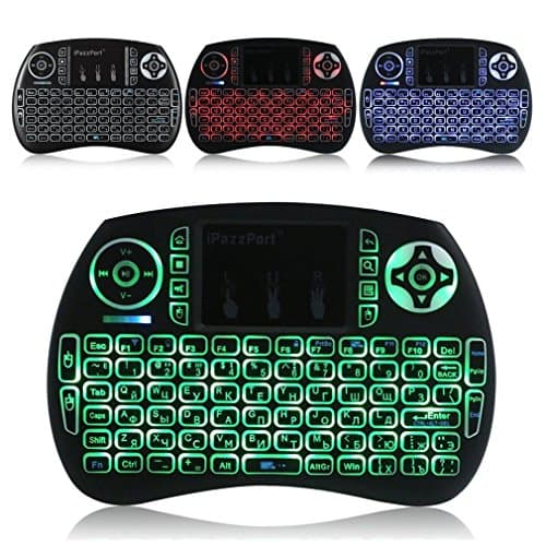 The Original iPazzPort 2.4Ghz RF Mini Wireless Keyboard, 3-Color Backlit with Rechargable Li-ion Battery, 6" x 4" (New 2018 Model)