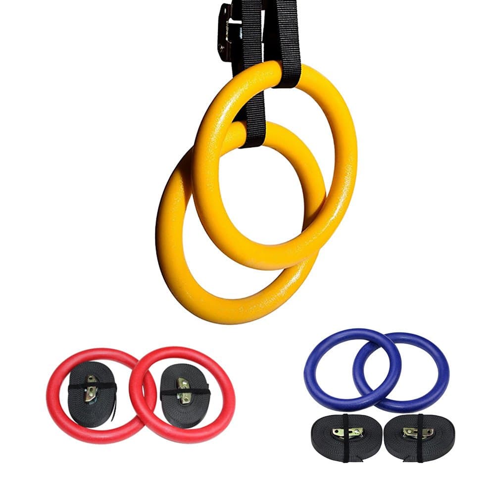 Dedream Gymnastic Rings- -Buckles and Straps - Includes 2 Non-Slip Textured Gymnastics Rings - Very Reliable Gymnastic Equipment for Adults or Kids