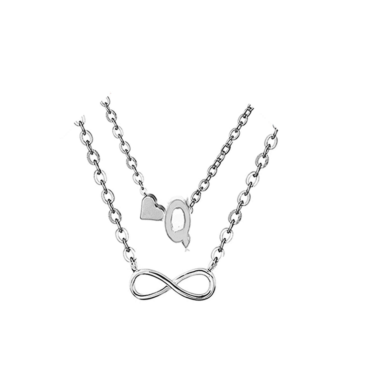 Dcfywl731Infinity Heart Letter Anklets For Women Silver Chain Ankle Initial Bracelet Jewelry Gift Ladies Bracelets(Q)