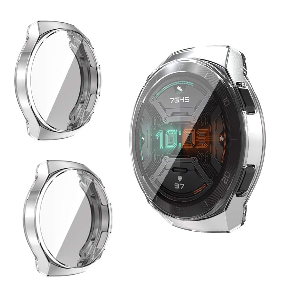 RLTechCase for Huawei Watch GT 2e, Ultra-Thin Silicone Bumper Protector Flexible Case Cover for Huawei Watch GT 2e, Clear-2PC