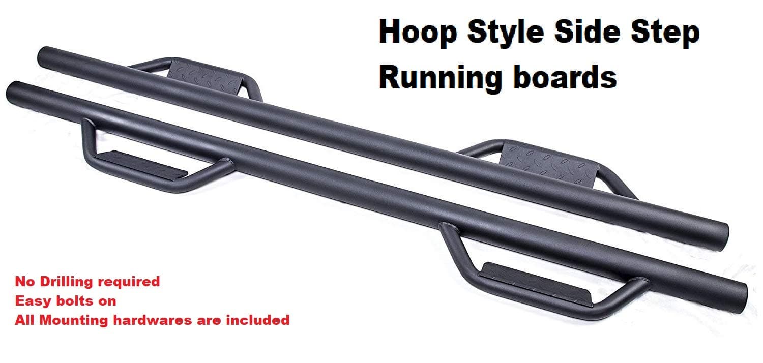 Ajaa 2019-2020 Fit Chevy Silverado GMC Sierra Crew Cab (4 Full Door) Black Side Steps (No fit for Diesel Models) (Nerf Bars | Side Steps | Side Bars) (Hoop Style)