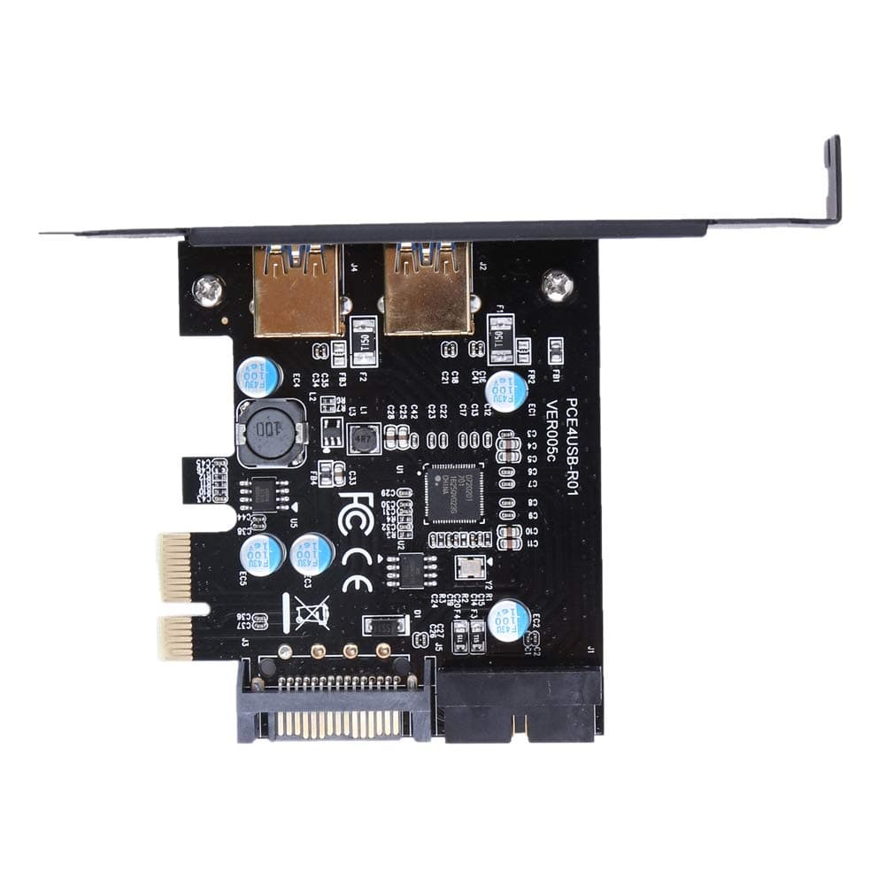 Noblik Super Speed Usb 3.0 Pci-E 2 Port Pci Express Expansion Card 19-Pin Power Connector For Desktops Pc