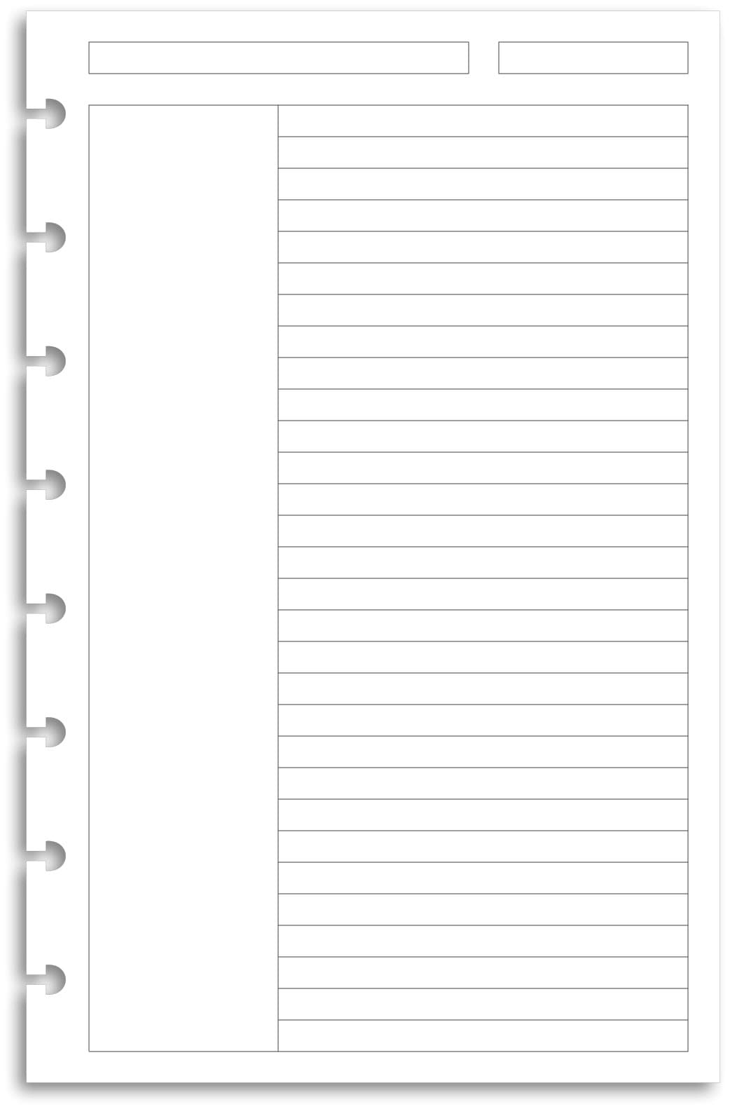 Eleven Discs Junior Margin Ruled Sheets, Premium Heavyweight Discbound Notebook Paper Refills Punched for Circa, Arc, TUL (50 Sheets)