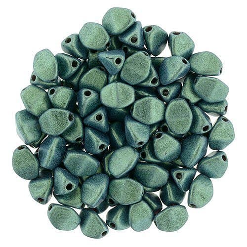 Metallic Light Green Suede Pinch Beads -5x3mm