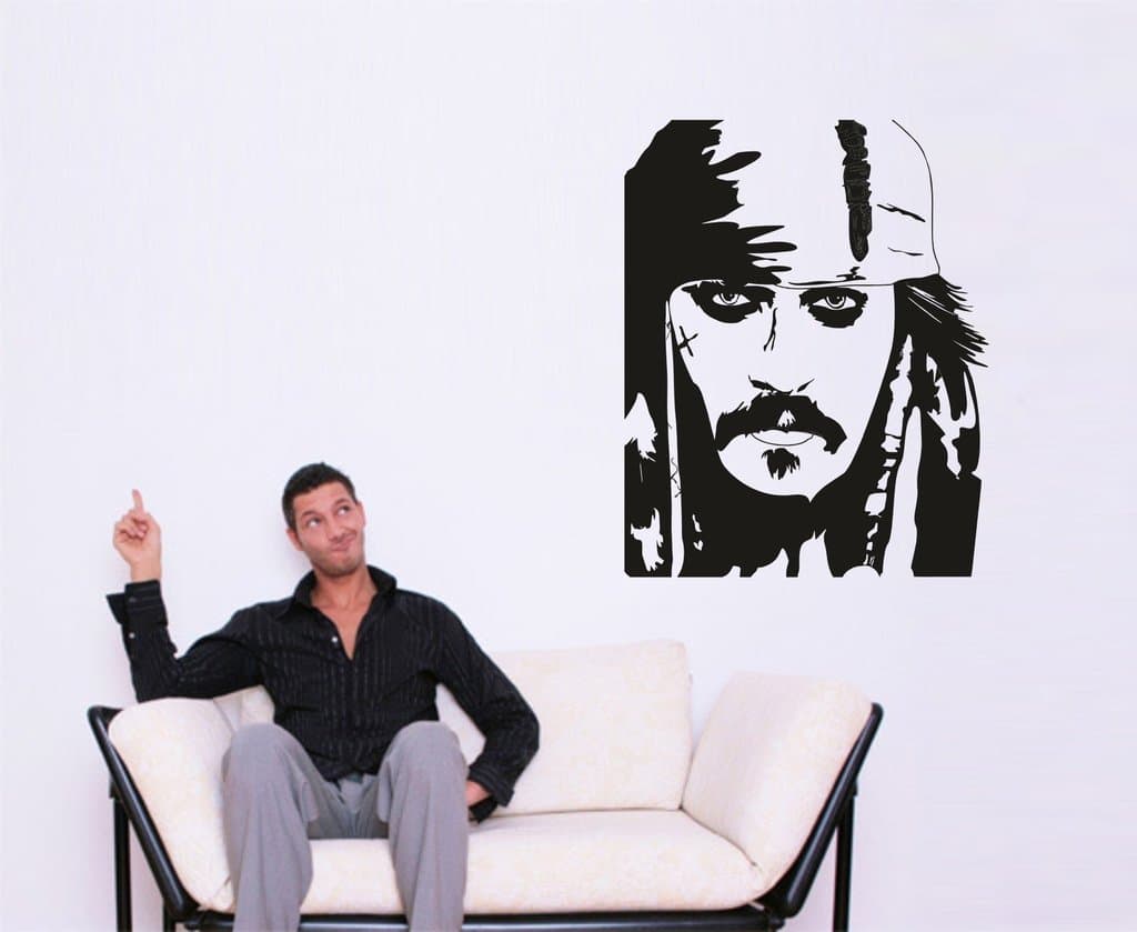 Creatick Studio 'Captain Jack Sparrow ' Wall Sticker (PVC Vinyl,58 cm X 71 cm)