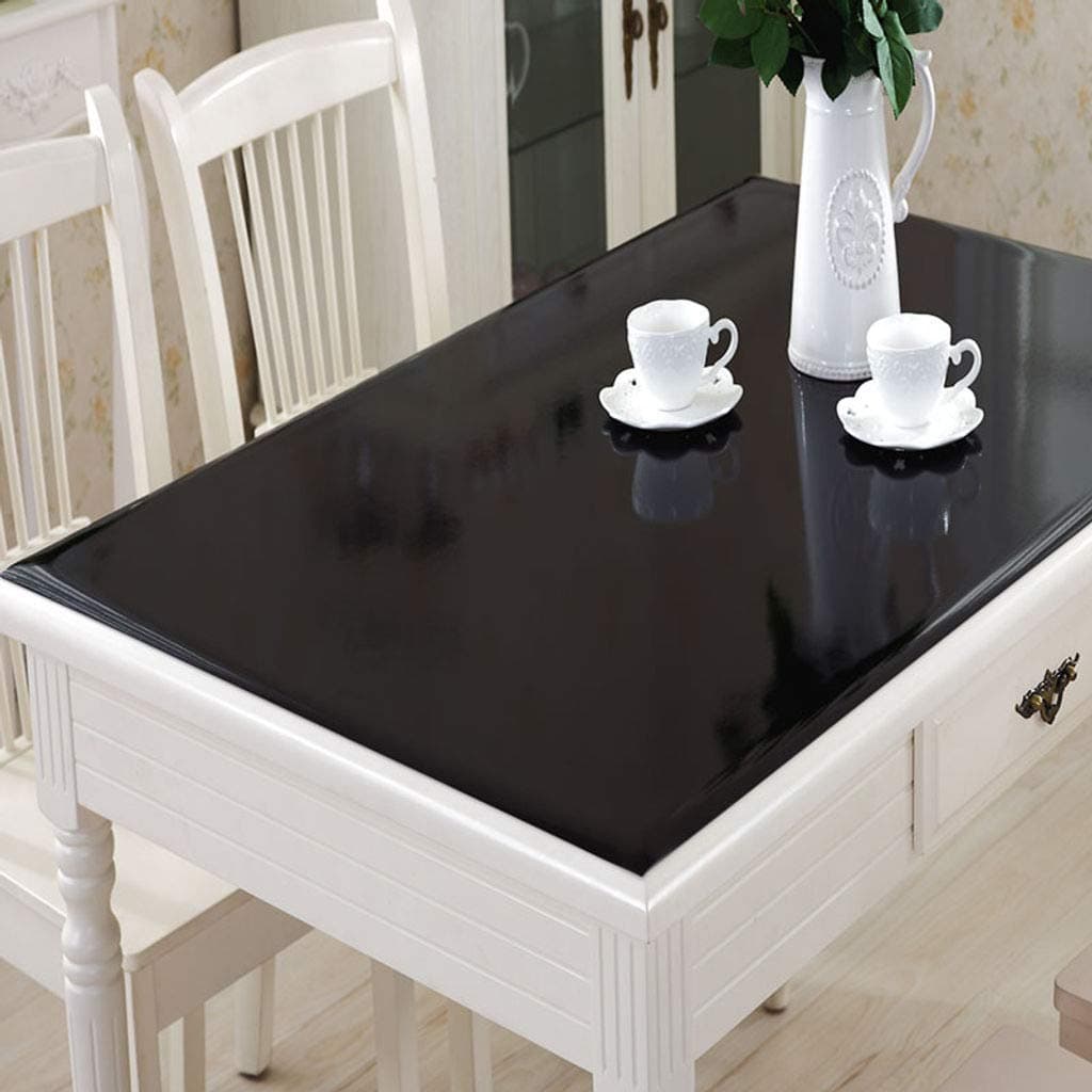 Mqing Black Plastic Frosted Tablecloth,Vinyl PVC Tablecloth Protector Soft Glass Table Protector WaterProof Table Cloth Kitchen Dinning Table Table Cover-1.0mm-100x100cm(39x39inch)