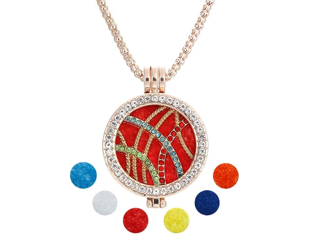 YONYou Essential Oil Necklace Diffuser Volleyball Pendant Locket Aromatherapy Diffuser Jewelry, Perfume Album Box Necklace with 1 pcs Chains & 6 Pads